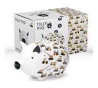 Tilly Pig Ceramic Piggy Bank Kids Boys Girls Fun Construction Design Money Box