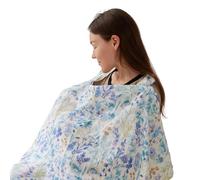 TILLYOU Nursing Cloth for On the Go 70 x 100 cm Muslin Nursing Apron Nursing Scarf 100% Cotton Nursing Cover Breastfeeding Cover, Blue Flowers