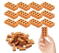 TILONKJ 100 Pieces Mini Red Brick,1:16 Mini Terracotta Bricks Set,2 cm Miniature Model Bricks,for Cottage Style Diorama,Children-Built Dollhouse,Fairyland Garden Decoration(Not Containing Cement)