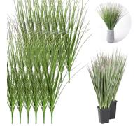 TILONKJ 12 Pieces Artificial Plants Grass,Outdoor Realistic Plants,Tall UV-Resistant Fake Balcony Plants,52cm Artificial Greenery for Patio,Pots,Garden,Front Door Decor(Green)