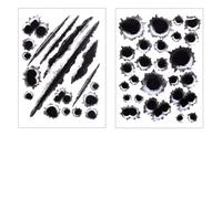 TILONKJ 2 Pcs 3D Bullet Hole Car Stickers Black, PVC Material, Black | Simulation Stereoscopic Fake Gun Bullet Holes Stickers, for Car Bodies, Doors, Trunks, Trucks, and Motorcycles