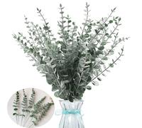 TILONKJ 30 PCS Artificial Eucalyptus Leaves, Faux Greenery Leaves Branches, Silver Dollar Eucalyptus Plant, Fake Eucalyptus Stems with White Fruits for Wedding,Home,Outdoor Indoor Decoration
