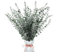 TILONKJ 30 PCS Eucalyptus Stems, Artificial Eucalyptus Leaves Stems, Eucalyptuses Artificial Flowers, Real Grey Green Touch Leaf Branches for Flower Bouquet Arrangement Home Office Decoration