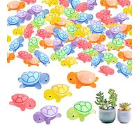TILONKJ 60 Pcs Mini Resin Turtles Luminous, 2.3cmGlow in The Dark Turtle Miniature Figures, Mini Plastic Turtles Resin Animals for Garden Miniature Landscape, Aquarium, Dollhouse Decoration