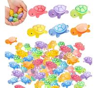 TILONKJ 60 Pcs Mini Turtles, 3.2 cm Luminous Turtles Resin, Little Turtle, 6 Colours DIY Turtle Mini Figures,for Garden Miniature Landscape, Aquarium, Dollhouse Decoration