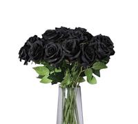 TILONKJ Artificial Roses, 12-Pack Black for Gothic Weddings
