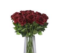 TILONKJ Artificial Roses, 12-Pack Red for Weddings