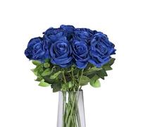 TILONKJ Blue Artificial Roses, 12-Pack Dark Blue Faux Flowers for Weddings