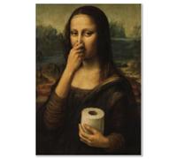 TILONKJ Funny Mona Lisa Bathroom Wall Art, Quirky Mona Lisa Canvas Print, Waterproof Unframed Print, Amusing Toilet Decor for Cloakroom, Perfect as a Housewarming Gift (12x16 in)