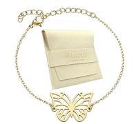 TILOVE - Butterfly Bracelet in Gold Plated Stainless Steel - Symbol of Change & New Beginnings - Adjustable Chain 16 + 5 cm - Elegant Gift with Microfibre Pouch and Inspirational Card
