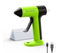 Tilswall 4V Cordless Hot Glue Gun, 2000mAh Type-C Rechargeable, Rapid 30s Preheat with 20 Glue Sticks, Ideal for DIY Crafts, Home Repairs, and Gift Making - Green