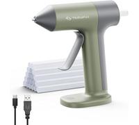 Tilswall 4V Cordless Hot Glue Gun Kit with 10pcs 7x140mm Glue Sticks,Mini Green Glue Gun,30s FastHeat-Up,USB-C Rechargeable,Auto Shut-Off,Anti-Drip Nozzle for DIY Crafts,School Projects & HomeRepairs
