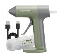 Tilswall Green Wireless Hot Melt Glue Gun - 30S Heat, 2Ah, 20 Sticks, Auto Off, Usb-C For Diy/home