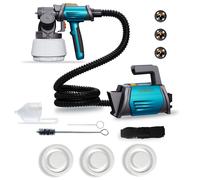 Tilswall Shark 800 HVLP electric paint sprayer with 1300ml container, 120 DIN-s electric spray gun with 4 nozzles and 3 spray modes for interior and exterior wall paints (blue)
