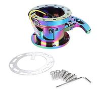 Tilt Flipped Racing Steering Wheel Quick Release Hub Kit, Removable Steering Wheel Adapter, 3.2 x 2.4 in Stainless Steel Hub with Wrench and Screws for Racing Seats (Colorful)