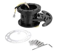Tilt Flipped Racing Steering Wheel Quick Release Hub Kit, Removable Steering Wheel Adapter, 3.2 x 2.4 in Stainless Steel Hub with Wrench and Screws for Racing Seats (Black)