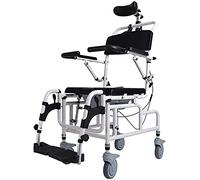 Tilt-In-Space Reclining Shower Commode Chair with Padded Seat, Flip-Up Arms, and Adjustable Headrest for Enhanced Comfort and Hygiene