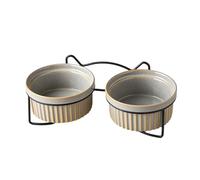 Tilt-lift ceramic pet feeding bowl, elevated cat bowl, sturdy pet feeder, 400ml(Gray A)