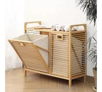 Tilt-Out Bamboo Laundry Hamper Cabinet, Heavy-Duty Pull-Out Basket, Stylish Organizer for Laundry Room, Bedroom, Bathroom, Balcony, and Toilet Storage Solutions