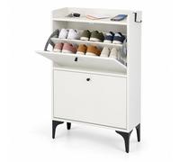 Tilt-out shoe cabinet, shoe rack, 2 compartments, space-saving, modern