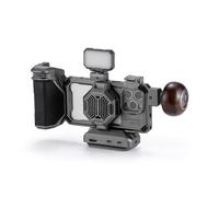 TILTA Khronos Phone Cage Compatible with iPhone 15 Pro with Cooling System, Focus PD Handle, Mini LED Panel, Circular Wooden Handle and Magnetic FSND Filter Ultimate Kit - Space Gray TK-IP15-PD-SG