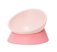 Tilted Angle Dog Bowls - Slanted Resin Dog Cat Food Bowl, Non-Slip Pet Feeder with Detachable Silicone Stand (Pink, L - 4 Cup)