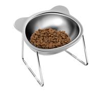 Tilted Cat Bowl for Vomiting| Elevated Slow Feeder Dish with Wide Shallow Design - Stainless Steel Anti-Gulp Food BowLl to Aid Digestion in Cats & Kittens