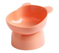 Tilted Cat Bowl with Bear Ears, 5.3 in Whisker Friendly Elevated Cat Bowl for Anti-Vomiting, Raised Stand Anti Vomit Cat Bowl, Ergonomic Pet Feeding Station, Plastic Tilted Food and Water Bowl