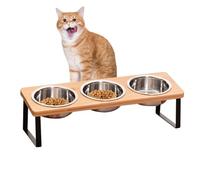 Tilted Cat Bowls with Stand, 3 PCS Cat Food Bowl, Adjustable Height Elevated Feeder Bowls for Cats and Small Dogs, Ergonomic Elevated Feeding Station 15° Tilted Ceramic Food and Water Bowls