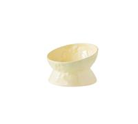 Tilted Cat Water Bowl Ceramic Cat Food And Water Bowls Wide Cat Food Bowl Feeding Watering Supplies For Flat-Faced Cats(Yellow,15 CM*7 CM)