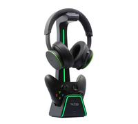 Tilted Nation 2 in 1 Gaming Headset Stand and Xbox Series X Charging Station - for Xbox or Playstation - 4 Port USB Hub/USB-C/Magnetic Dock - RGB Headset Stand with Xbox Controller Charger - Black