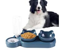 Tilted Pet Feeding Station - Dish Elevated Placemat, Automatic Refill Water Dispenser System | Ergonomic 15-Degree Design For Cats And Kittens, 500ml Capacity Bottle Included, Joint Mealtime