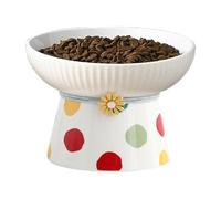 Tilted Pet Food Dish, Ceramic Cat Water Bowl, Raised Feeding Bowl, Cat Feeding Dish, Small Dog Food Bowl, 15x10.8x11.2 cm, / 5.91x4.25x4.41in, Ergonomic Elevated Cat Food Bowl for Comfortable Eating