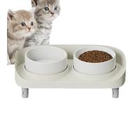 Tilted Raised Cat Food Bowls - Double Dog with Non Slip Stand and Leak-Proof Base, Stable Stress Pet Feeder Dish