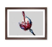 Tilted Wine Glass In Abstract Modern Art Framed Wall Art Print, Ready to Hang Picture for Living Room Bedroom Home Office Décor, Walnut A4 (34 x 25 cm)