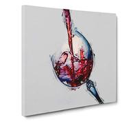 Tilted Wine Glass in Abstract Modern Canvas Wall Art Print Ready to Hang, Framed Picture for Living Room Bedroom Home Office Décor, 14x14 Inch (35x35 cm)