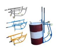Tilting 55-Gallon Movable Drum Cradle, Drum Stand with Large Non-Sparking Wheels, 600-pound Capacity Drums Cart, Transporting Various Kinds of Round Drums(Silver)