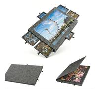 Tilting Jigsaw Puzzle Board with 2-in-1 Designed Stand & Cover,Lightweight Felt Puzzle Table with 6 Sorting Trays,1000 Pieces Portable Jigsaw Mat Plateau with Adjustable Stand and Protective Cover