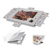 Tilting Puzzle Board, 2-in-1 Designed Stand & Cover Portable Jigsaw Puzzle Table with 6 Drawers Lightweight Felt Jigsaw Board for Adults and Kids for 1000 Pieces Puzzle, Grey