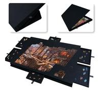 Tilting Puzzle Board, Portable Jigsaw Puzzle Board with 2in1 Designed Stand & Cover, Lightweight Felt Storage Case with 6 Drawers, Games Up to 1000 Pieces for Adults Kids Boy Girl G Black 1000 pieces