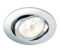 Tilting Round Recess Ceiling Down Light - Chrome Plate - Adjustable Angle 95mm Flush Spotlight - 50W Max GU10 Bulb Lamp Holder Fitting - LED Compatible & Dimmable - Office Corridor Kitchen Display