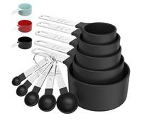 TILUCK Measuring Cup and Spoon Set (Black, 10pcs, 5+5, Stainless Steel)