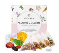 Tily Tea Assorted Herbal Tea Box - 5 Flavors of Caffeine-Free Tea - Morning Shine, Through the Day, Evening Calm, Perfect Pairing, Radiant Glow - 10 Plastic-Free Pyramid Tea Bags