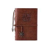 TILY Vintage Refillable Notebook Premium PU Leather Classic Embossed Travel Journal Diary with Blank Pages and Retro Pendants (red Brown)