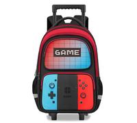 TILYTADLY Rolling Backpack for Boys - Gamer Backpack with Wheels Trolley School Bag for Teens, red-blue-Backpack only