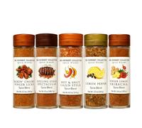 Tilz BBQ Spice Gift Set 5 Pack Large Glass Bottles Sizzling Steak Kickin Chicken Ginger Lemon Sriracha Hot and Spicy Cajun Lemon Pepper Seasoning for Chicken Steak Seafood Veg Fries (5BBQ)