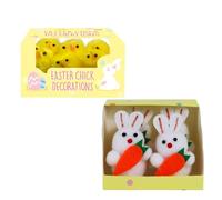 Tilz Easter Decorations - Easter Bunny and Chicks Set - 4 Pc Bunny with Carrots and 4 Pc Chicks - Decor for Easter Party Decorations Set