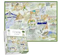 Tim Bulmer's 1000-Piece Fishing Jigsaw Puzzle - Fun, Fish-Filled Illustration with Grayling, Trout, Carp, and More - Perfect for Fishing and Puzzle Enthusiasts