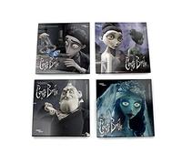 Tim Burton's Corpse Bride Victor Victoria 4 x 4 Coaster Set | Coaster set | Durable tabletop display | Tim Burton's Corpse Bride fan gift