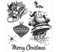 Tim Holtz 7 x 8.5-inch Christmas Memories Cling Rubber Stamp Set, Red